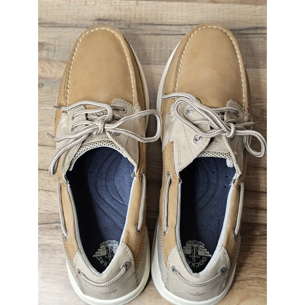 Dockers Men's Beacon Tan/Taupe Leather Casual Classic Boat Shoe 11 Wide